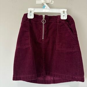 The Children’s place Wine Corduroy A-Line Skirt with Front Zip